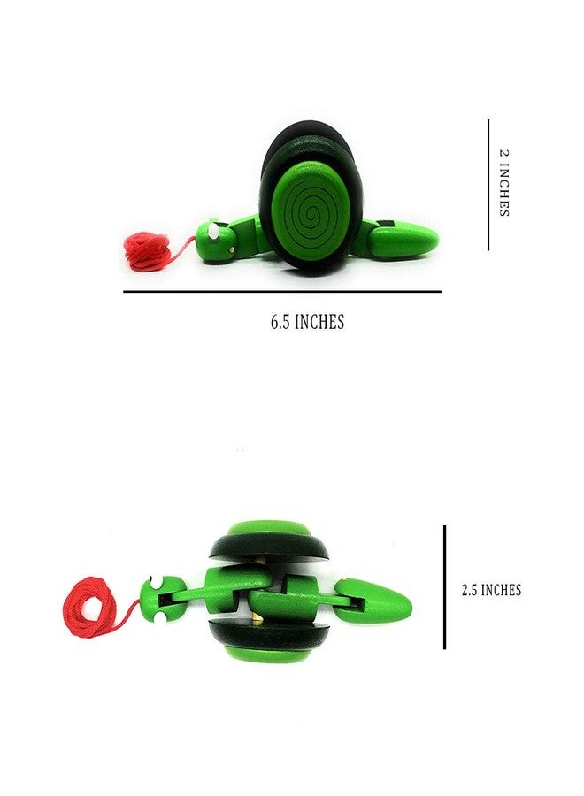 DAISYLIFE™ Walk-A-Long Snail Toddler Wooden Pull Toy | 6.5 x 2.5 Inch | Green - Image 4